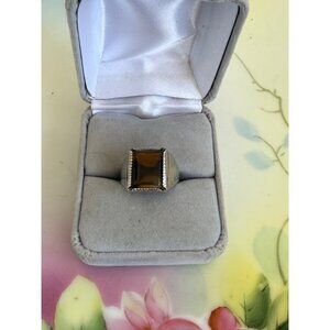 Vintage 60s Wallace Mfg Sterling Silver Ring Banded Picture Agate Size 6